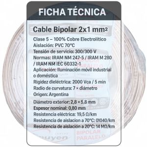 CABLE BIPOLAR PARALELO CRISTAL 1MM X 100 MTS EPUYEN - Vista 4
