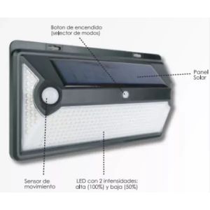 REFLECTOR SOLAR GRANDE CANDELA 10W LUZ FRíA NEGRO BLANCO FRíO - Vista 1