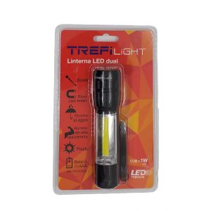 LINTERNA LED DE MANO DUAL COB + 1W LED  TREFILIGHT