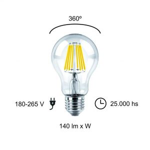 LAMPARA BULBO FILAMENTO LED 8W E27 MACROLED - Vista 5