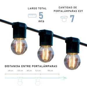 GUIRNALDA 5 METROS 7 PORTALAMPARAS E27 STAR BOX - Vista 3
