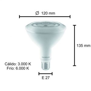 LAMPARA PAR 38 LED 20W E27 LUZ FRIO MACROLED - Vista 2