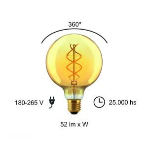 LAMPARA GLOBO GOLDEN FILAMENTO LED 5W E27 MACROLED - Vista 3