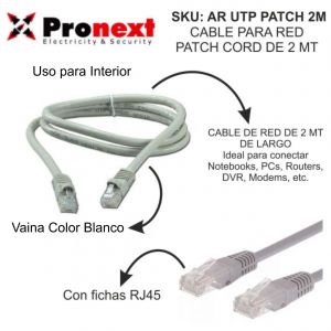 CABLE PARA RED PATCH CORD DE 2 METROS UTP PRONEXT - Vista 1