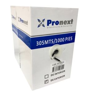 CABLE UTP CAT5E VAINA NEGRA EXTERIOR X 305 METROS PRONEXT - Vista 2