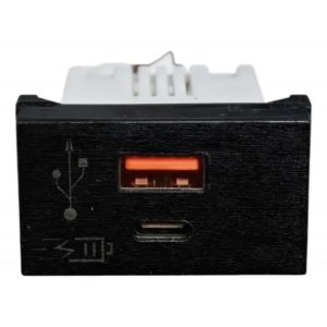 CARGADOR USB JELUZ VERONA DOBLE CONECTOR USB "C" + USB "A" 5V 3A (CARGA RAPIDA) NEGRO - Vista 1