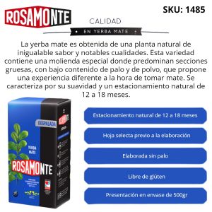 PAQUETE YERBA ROSAMONTE DESPALADA 500 GR - Vista 1