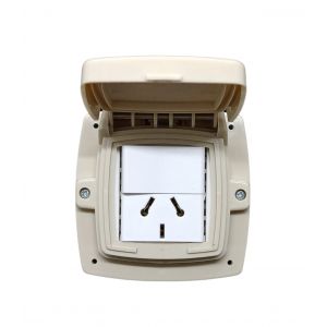 LLAVE 1 PUNTO Y TOMA 10 AMP ESPECIAL CAPSULADO EMBUTIR BEIGE