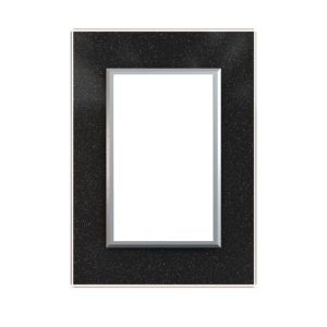 TAPA CRISTAL NEGRO CON BASTIDOR Y MARCO PLATA JELUZ