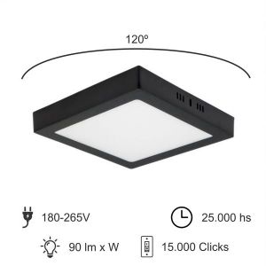 PANEL LED  APLICAR CUADRADO 12W NEGRO MACROLED - Vista 6