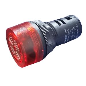 LLAVE PILOTO OJO DE BUEY 22 MM CORTO C/ZUMBADOR 220V CHIN ROJO - Vista 2