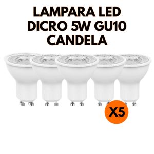 LAMPARA LED DICROICA 5W GU10 CANDELA COLOR CALIDO X5 UNIDADES - Vista 1