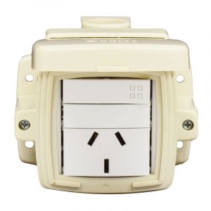 CAJA CAPSULADA EXTERIOR 1 PUNTO Y TOMA 10 AMP C/ TAPA EXTERIOR EXULTT