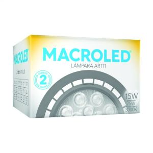 LAMPARA AR111 LED 15W 25º GU10 DE PVC GRIS MACROLED - Vista 1
