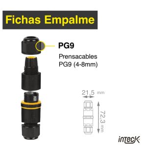 FICHA EMPALME IP65 3 PINES PROTECCION UV 1 ENTRADA 1 SALIDA 13.5A INTEK - Vista 3