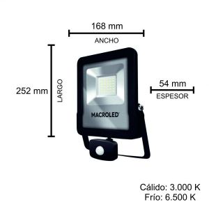 REFLECTOR LED SMD 30W IP65 CON SENSOR MOVIMIENTO MACROLED - Vista 5