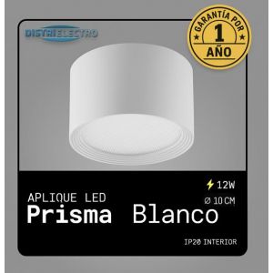 APLIQUE LED DE TECHO PRISMA ALUMINIO BLANCO 12W - Vista 3