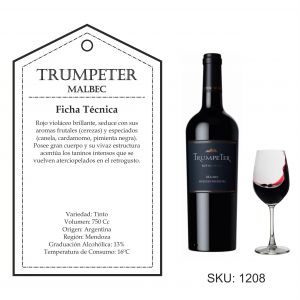 VINO TRUMPETER MALBEC 750 CC - Vista 1