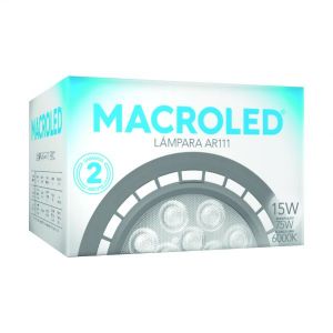 LAMPARA AR111 LED 15W 25º GU10 DE PVC GRIS MACROLED - Vista 3