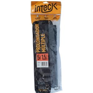 PROLONGADOR MULTIPLE 5 TOMAS NEGRO CON CABLE 1.5 MTS C/ PROTECTOR TERMICO - Vista 5