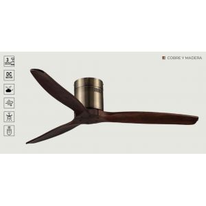 VENTILADOR DE TECHO COBRE Y MADERA 530A SIN LUZ 52” MOTOR DE ALTA EFICIENCIA LEUK - Vista 2