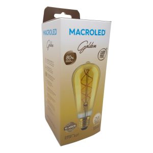 LAMPARA PERA GOLDEN FILAMENTO LED 2W E27 MACROLED - Vista 2