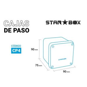 CAJA DE PASO ESTANCA IP65 EXTERIOR 90X90X75 MM (BLANCO) STAR BOX - Vista 2