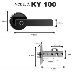 CERRADURA SMART PICAPORTE KY 100 + HUELLA + APP PRONEXT - Vista 5