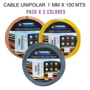 CABLE UNIPOLAR 1 MM X 100M PACK X 3 COLORES (GRIS - NARANJA - AMARILLO) - Vista 1
