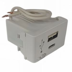 CARGADOR USB EXULTT DOBLE CONECTOR USB "C" + USB "A" 5V 3A (CARGA RAPIDA) BLANCO