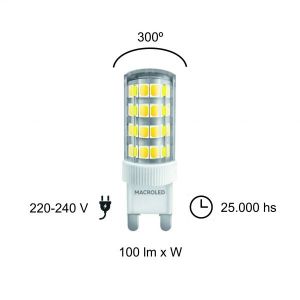 LAMPARA BIPIN 4.5W G9 220V MACROLED - Vista 5