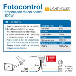 FOTOCONTROL 4 CABLES 1500 W LIGHT HOUSE - Vista 2